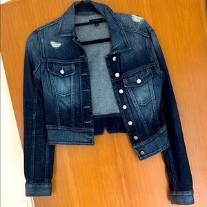 bebe Distressed Dark Blue Jean Jacket